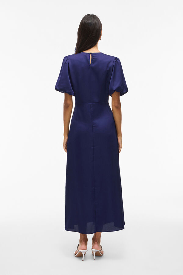 Vila Vestido midi satinado de fiesta Azul marino