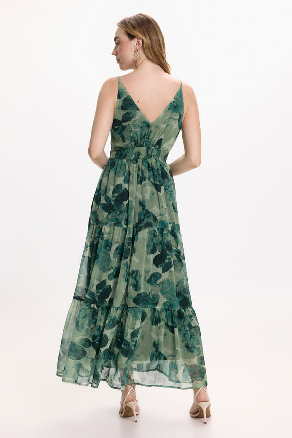 Vila Vestido midi de flores Verde oscuro
