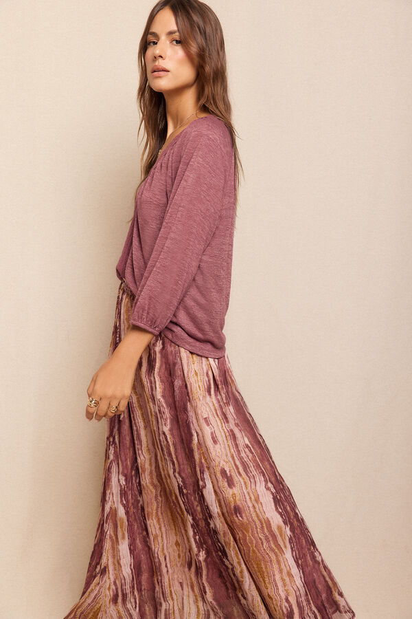 Slowlove Falda midi estampada Brown