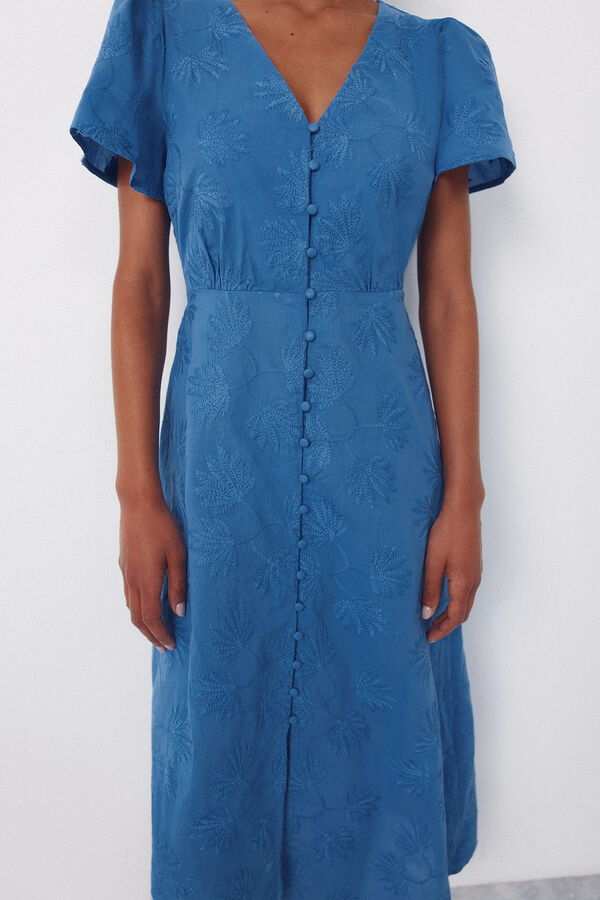 Cortefiel Embroidered dress Blue