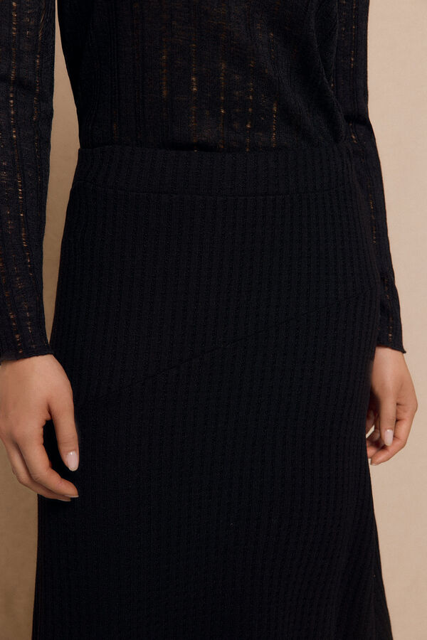 Slowlove Falda capa de punto Negro