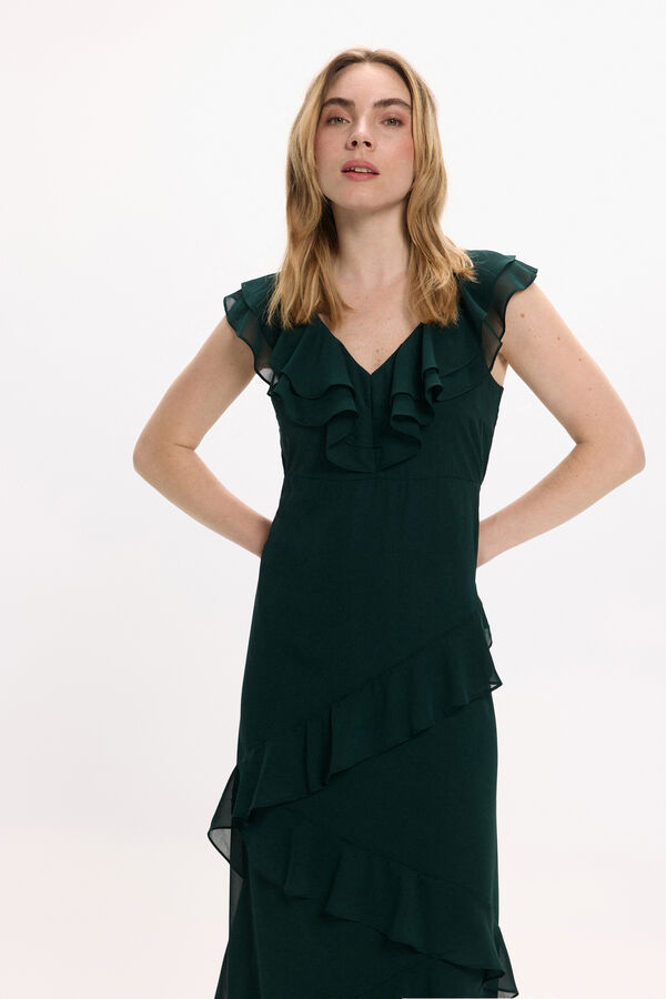 Vila Vestido de gasa midi de fiesta Green