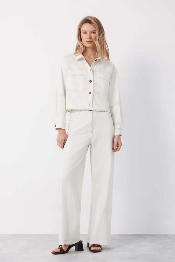 Cortefiel Soft denim shirt Ivory