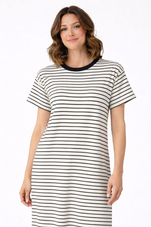 Vila Vestido midi con algod&oacute;n org&aacute;nico Estampado azul