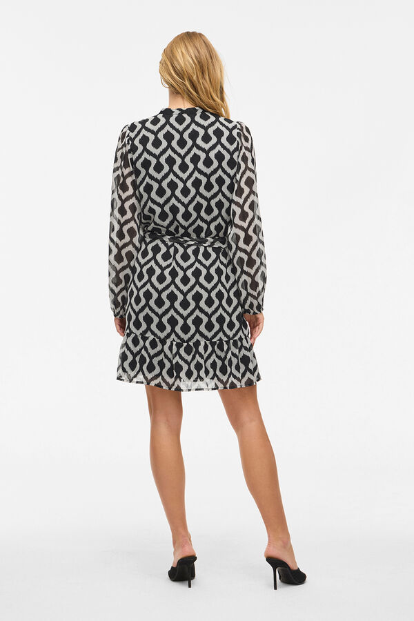 Vila Vestido corto de gasa Estampado gris