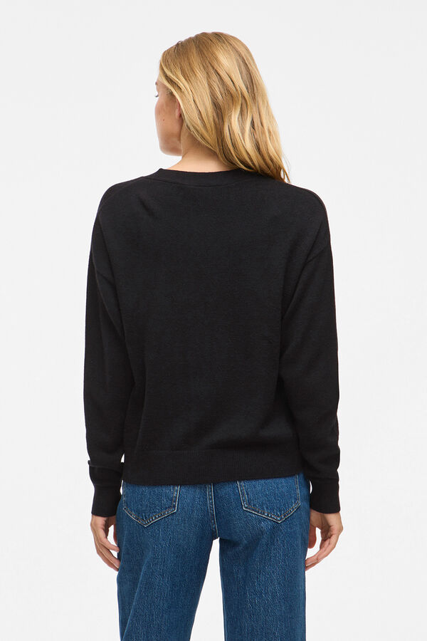 Vila Buttoned jersey-knit cardigan with viscose Black