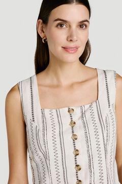 Vila Chaleco de vestir con estampado &eacute;tnico de algod&oacute;n y lino