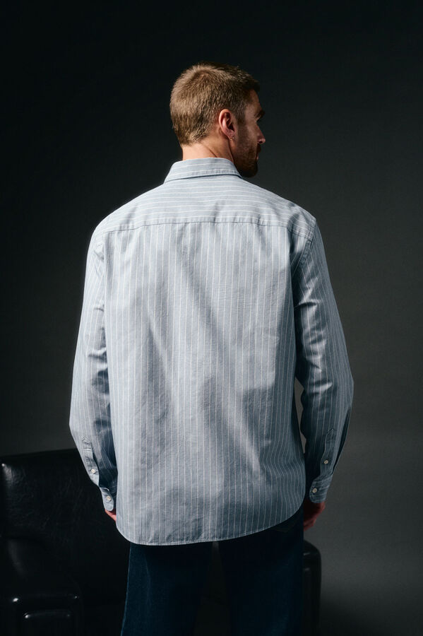 OOTO Camisa rayas twill Azul oscuro