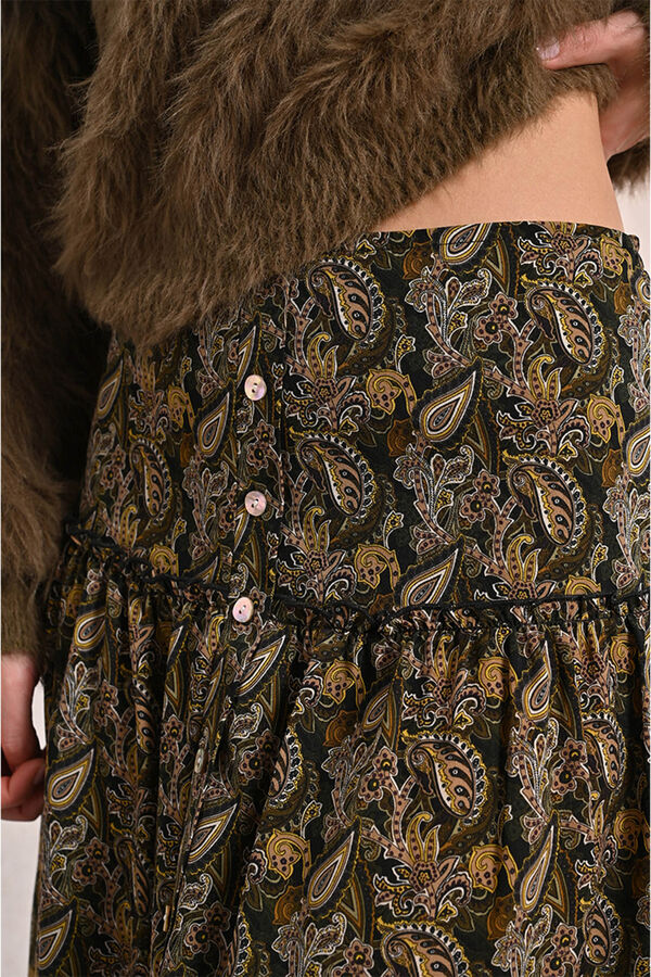 Molly Bracken Saia longa com estampado e babados Multicolorido