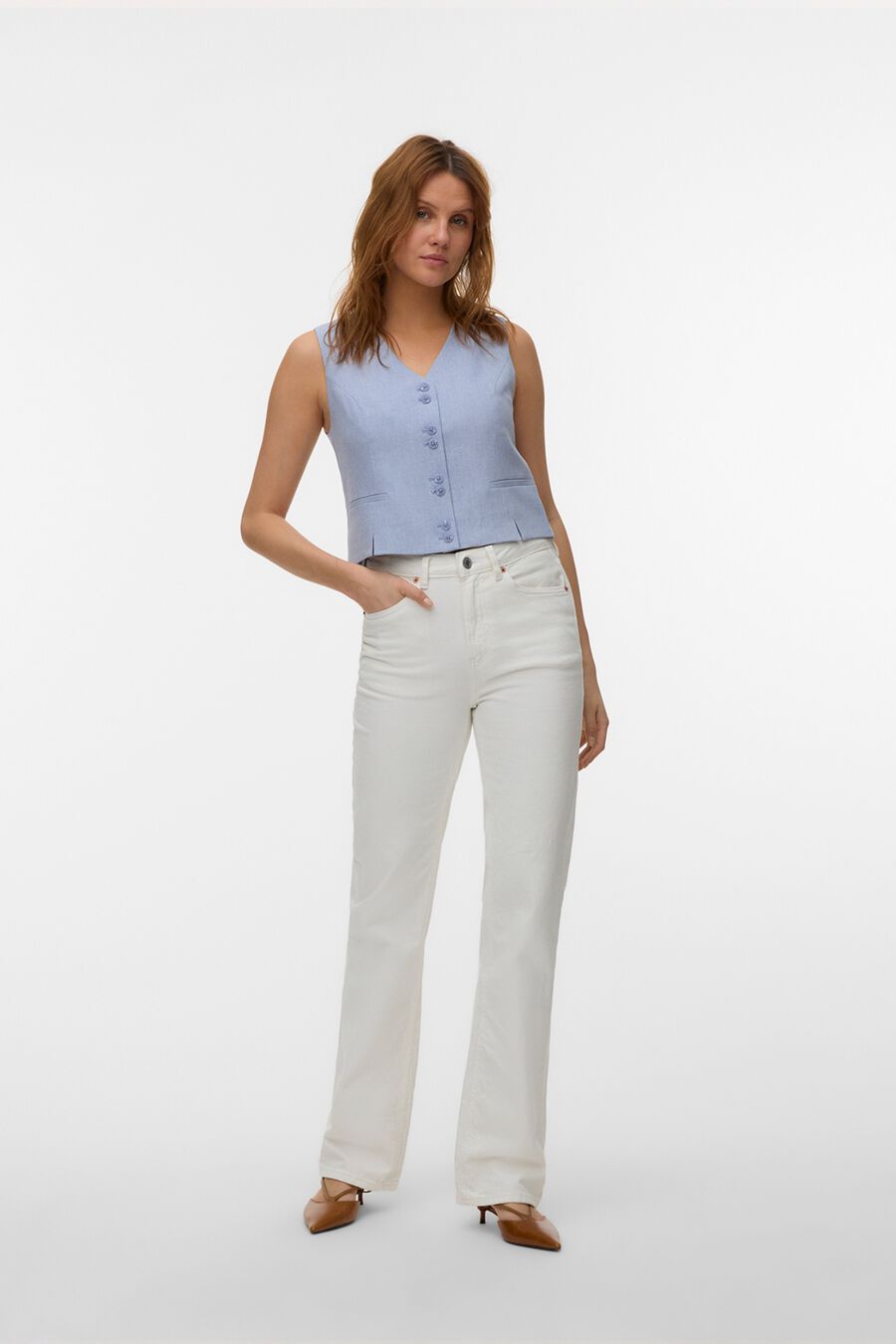 Chaleco con cierre de botones y abertura frontal