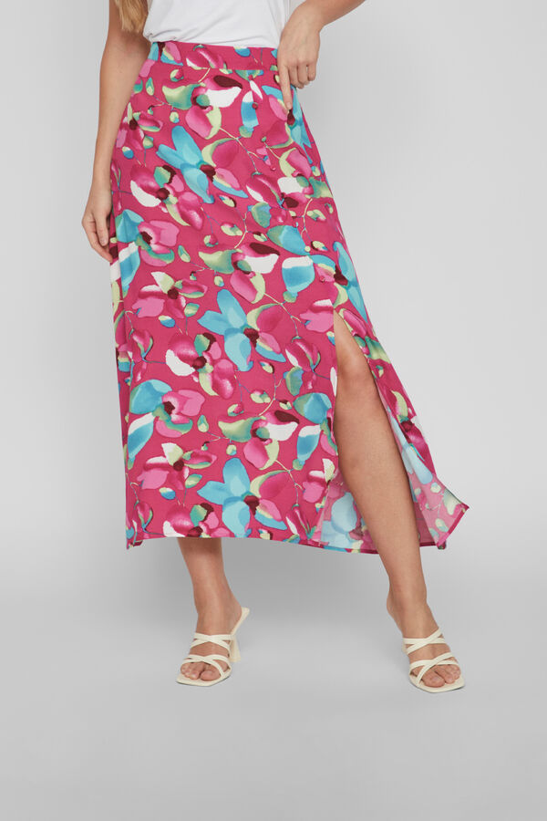 Vila Falda midi estampada Rosa