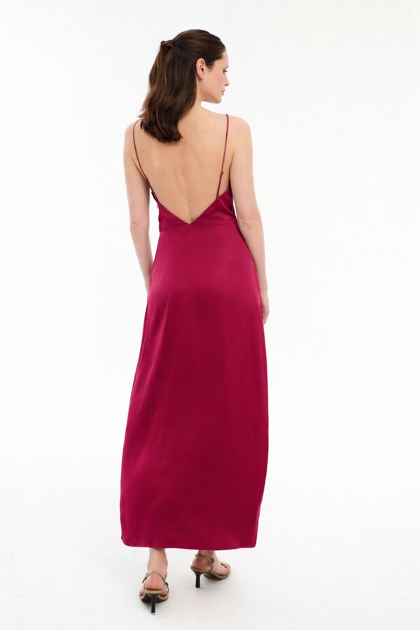 Vila Vestido midi satinado de fiesta Granate