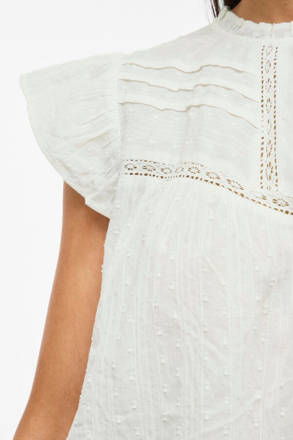 Vila Blusa de manga corta de algod&oacute;n org&aacute;nico Blanco