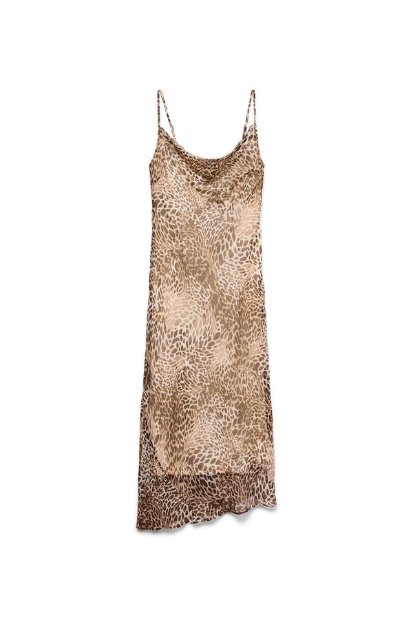 Vero Moda Vestido gasa de tirantes Marr&oacute;n oscuro