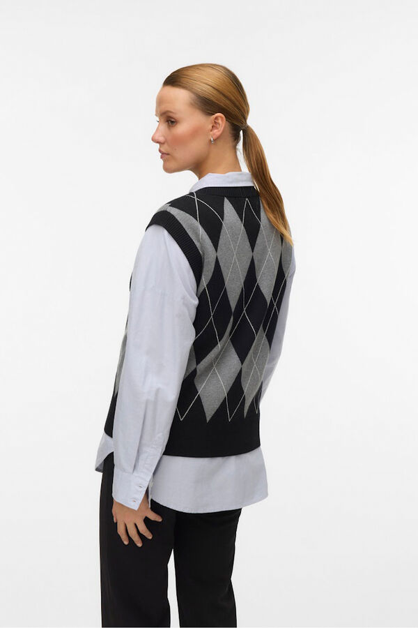 Vero Moda Chaleco de punto rombos Negro