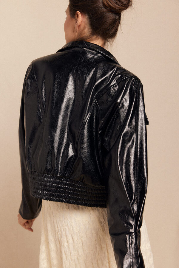 Slowlove Jaqueta com efeito pele brilhante Preto