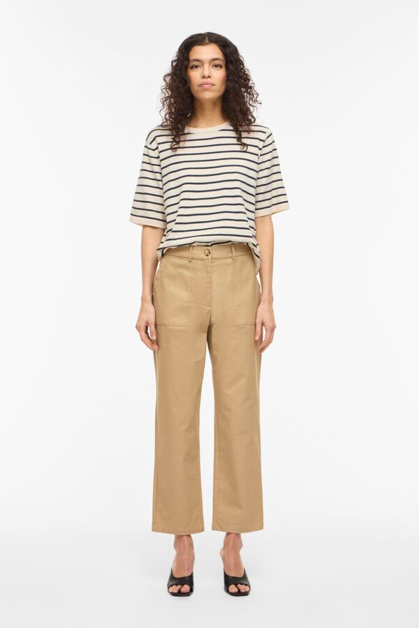 Vila Top de malha com manga curta 2/4 em viscose Tostado