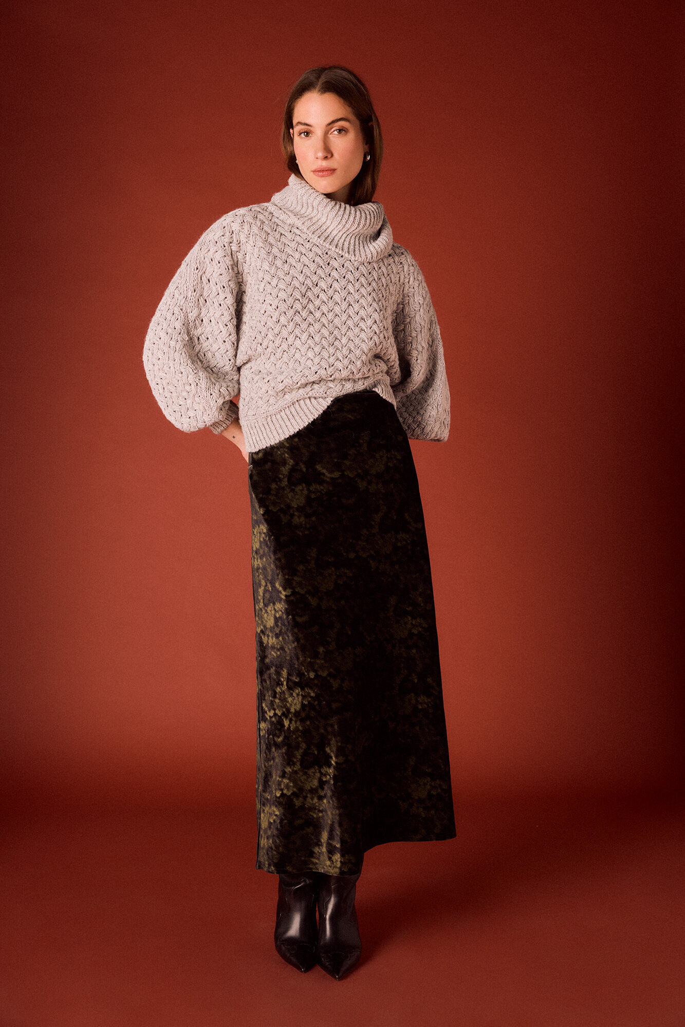 Slowlove Falda midi de terciopelo tie dye