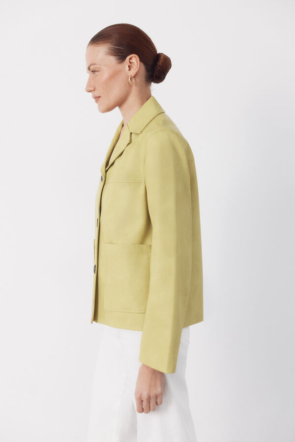 Cortefiel Chaqueta amarilla efecto piel Amarillo