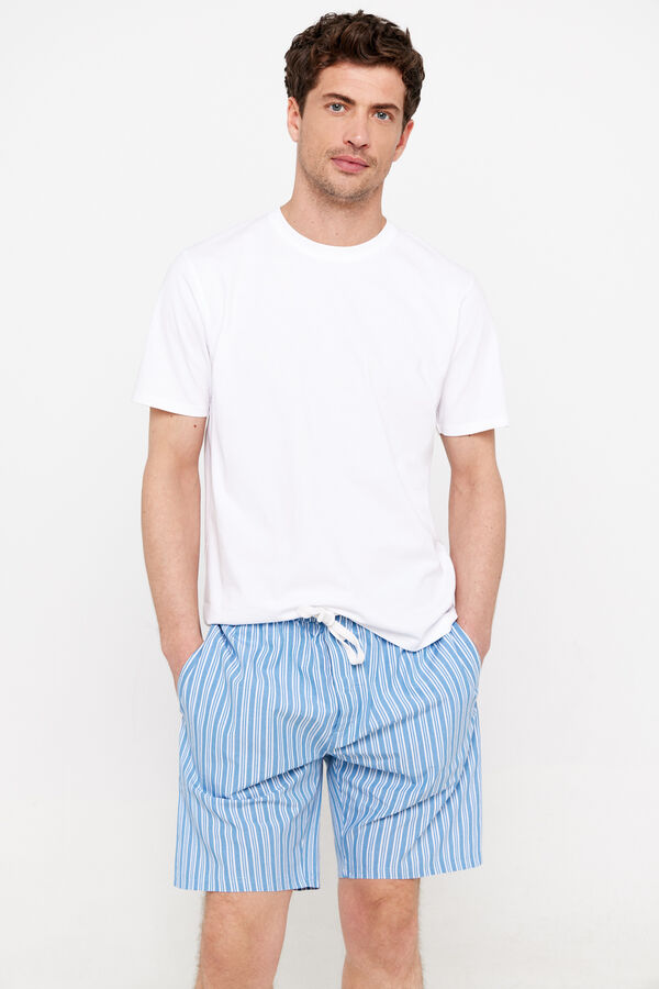 Cortefiel Set de pijama punto y tela corto White