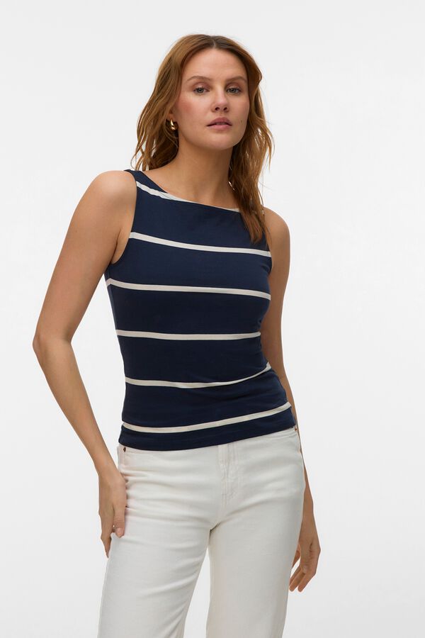 Vero Moda Top escote barco Azul marino