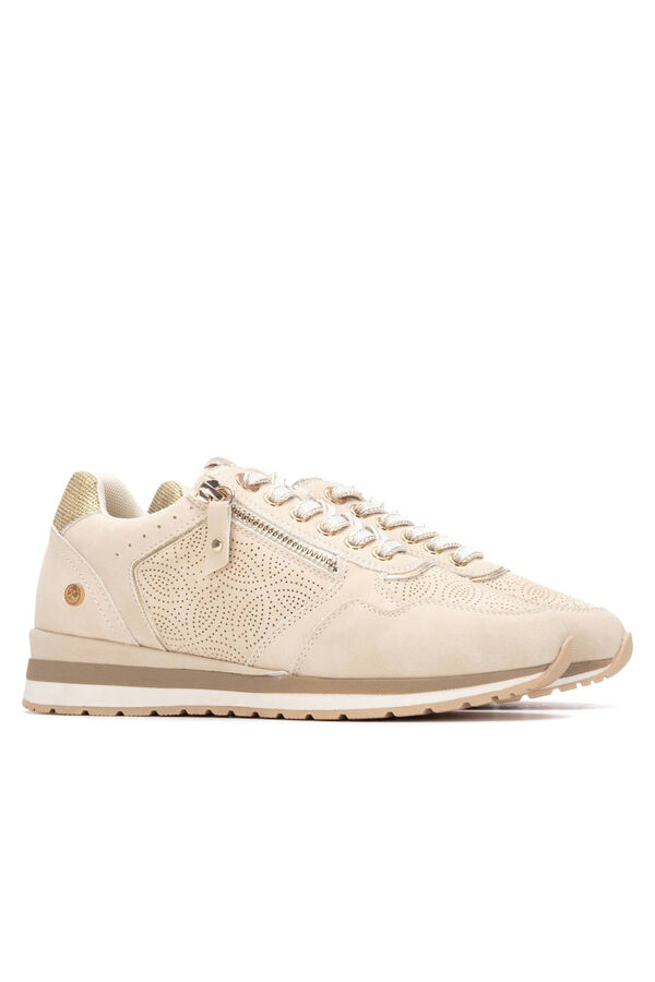 XTI Zapatilla se&ntilde;ora troquelado cremallera Beige