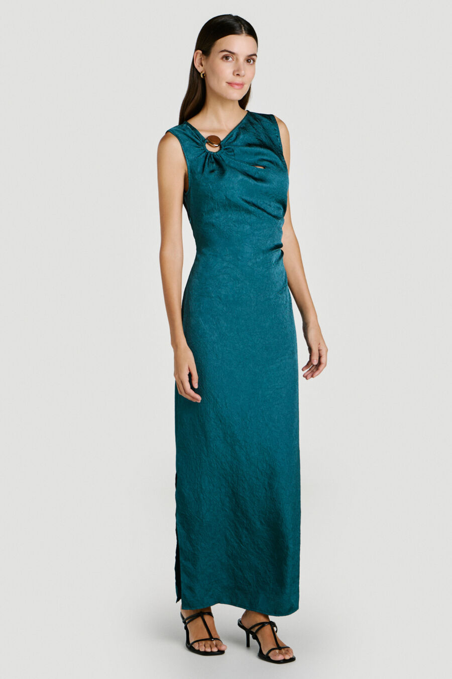 Vestido midi satinado de fiesta