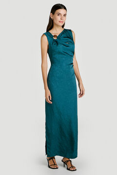 Vila Vestido midi acetinado de festa