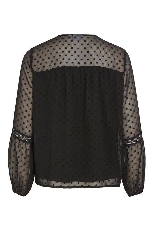 Vila Blusa manga larga plumeti Negro