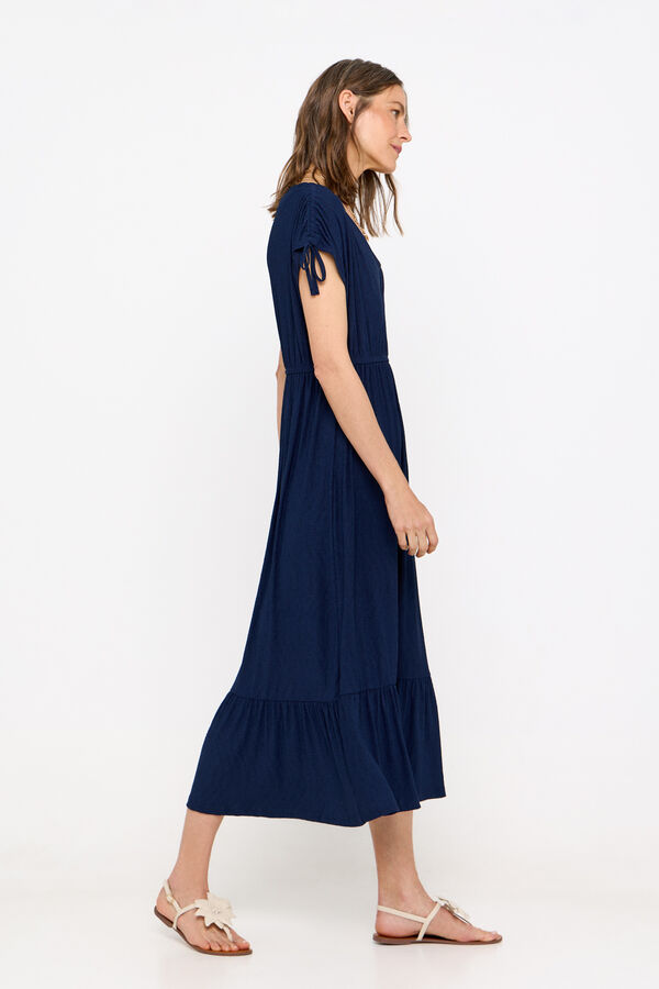 Cortefiel Printed jersey-knit dress Navy