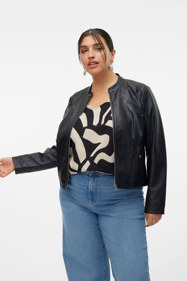 Vero Moda Curve Blus&atilde;o efeito pele Preto