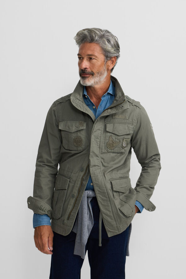 Silbon Chaqueta militar parches dye Verde