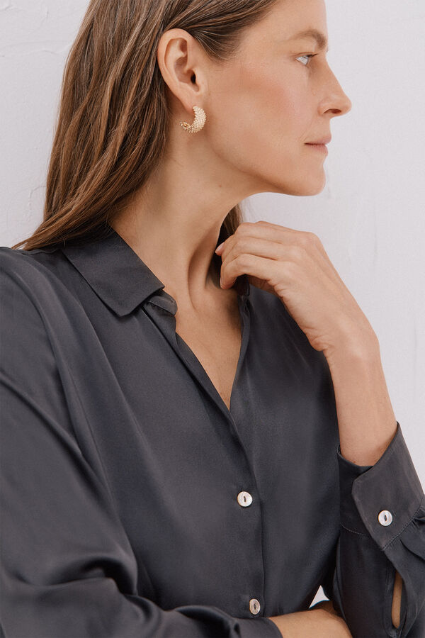 Cortefiel Camisa acetinada Cinzento