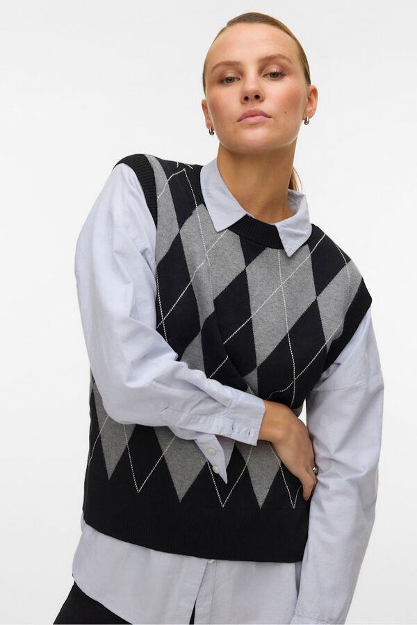 Vero Moda Chaleco de punto rombos Negro