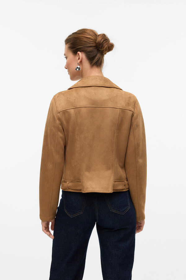 Vero Moda Blus&atilde;o em camur&ccedil;a com tachas Castanho