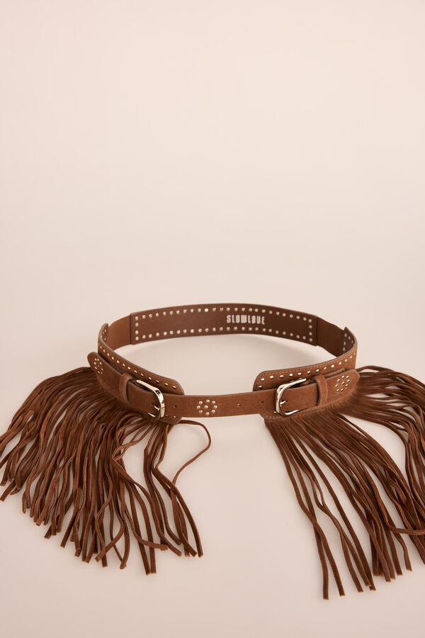 Slowlove Cinto de cintura alta com efeito pele Castanho