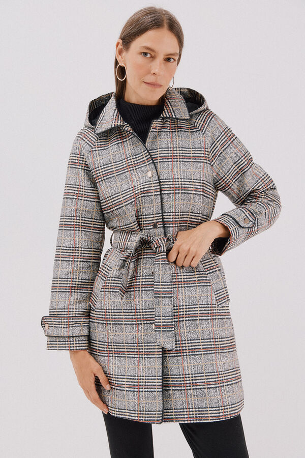 Cortefiel Gabardina satinada capucha desmontable Multicolor