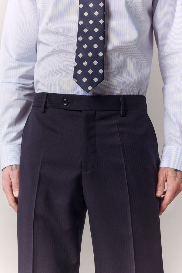 OOTO Americana traje raya diplom&aacute;tica Azul marino