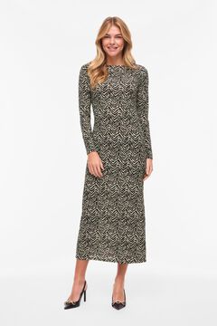 Vila Vestido midi estampado de manga larga