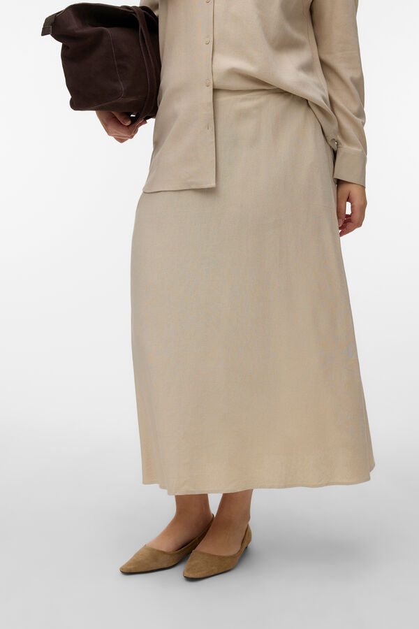 Vero Moda Curve Falda lino 7/8 talla grande Beige