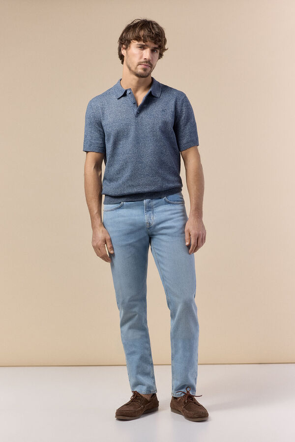 OOTO Twisted short sleeve polo shirt Blue