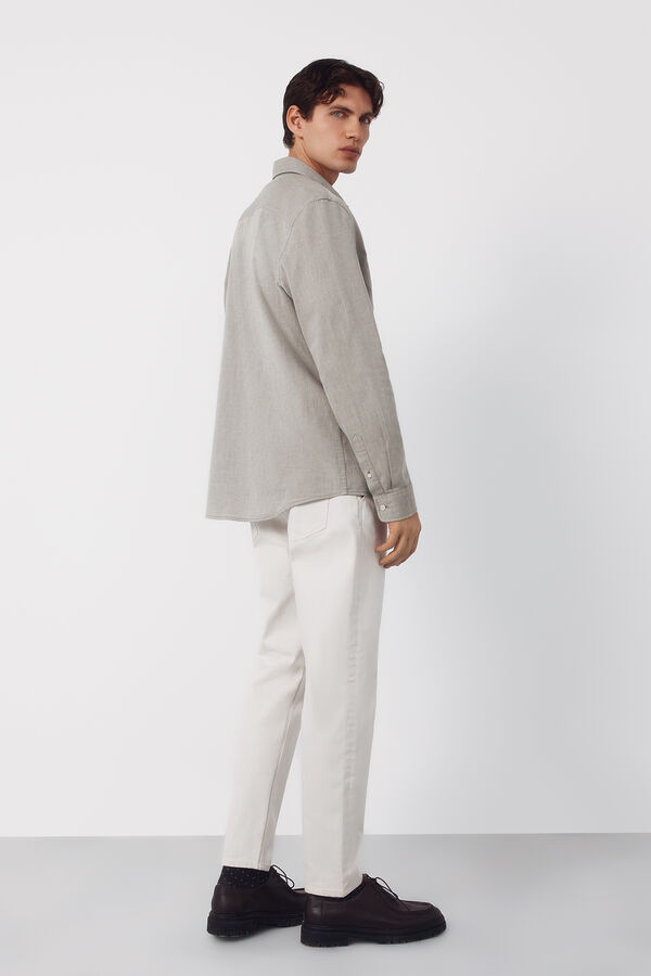 Cortefiel Camisa espiga bolsillos Kaki