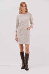 Cortefiel Vestido corto tweed Beige