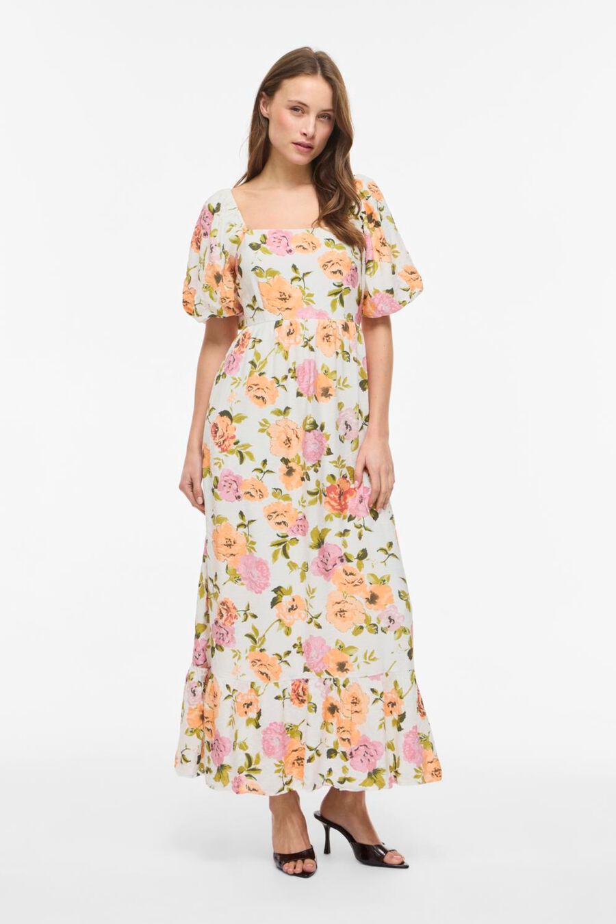 Vestido largo estampado de viscosa