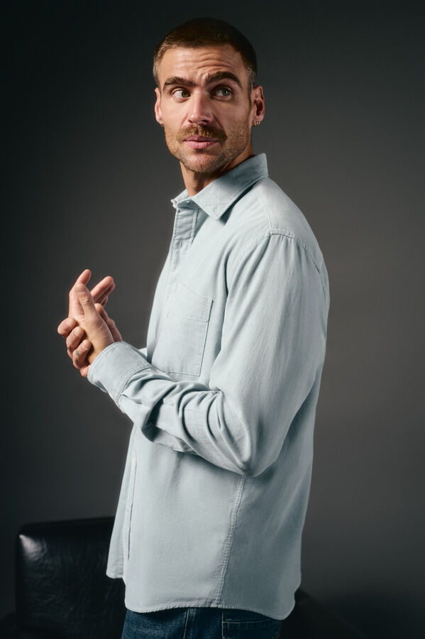 OOTO Camisa micropana lisa Azul