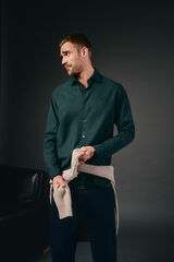 OOTO Camisa twill liso tencel algod&oacute;n Verde oscuro