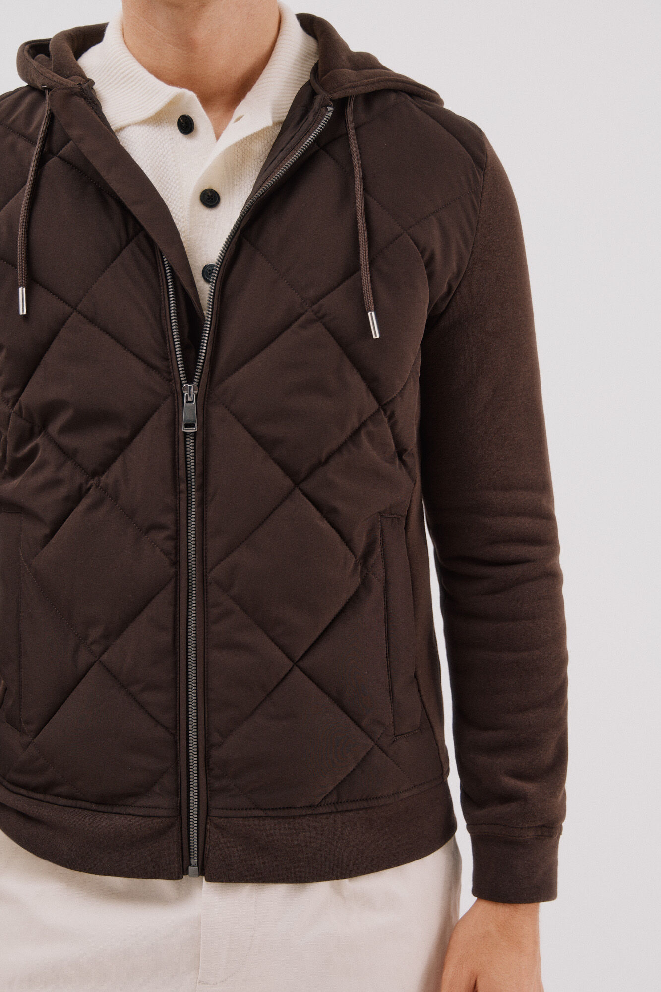 Cortefiel C&aacute;rdigan capucha tejido combinado