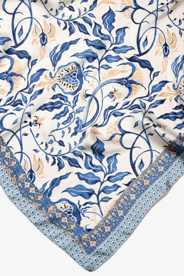 Vilanova Printed satin scarf Blue