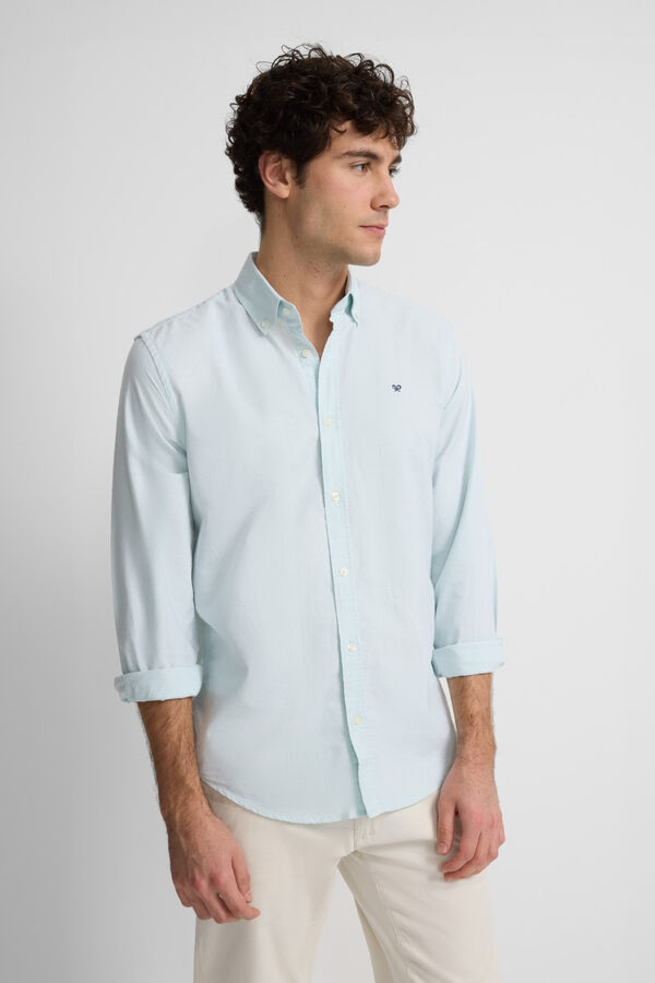 Silbon Camisa Esportiva Oxford Lisa Azul