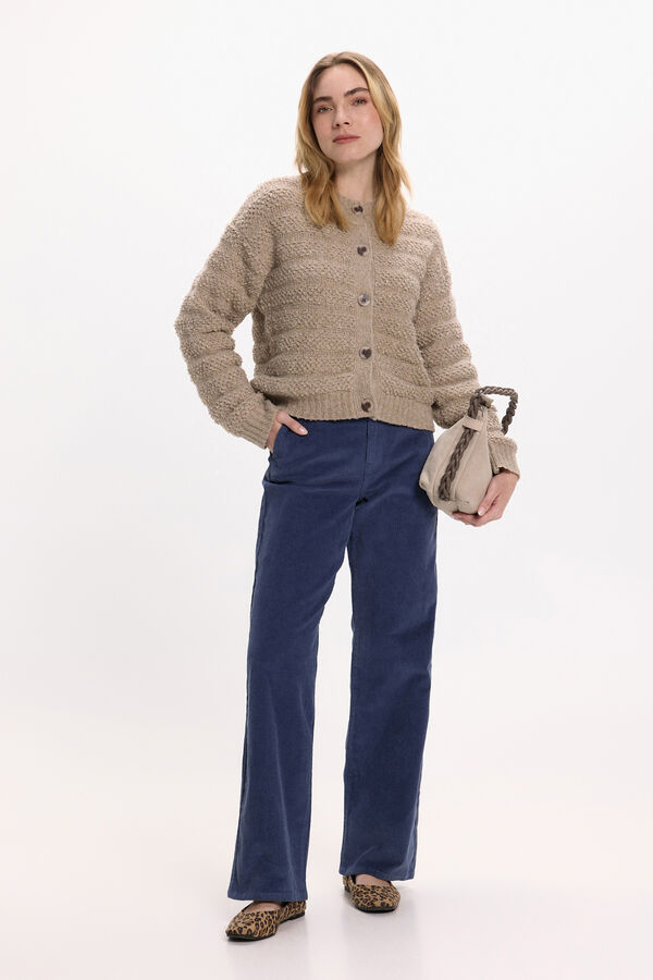 Vila Buttoned jersey-knit cardigan with wool Nude